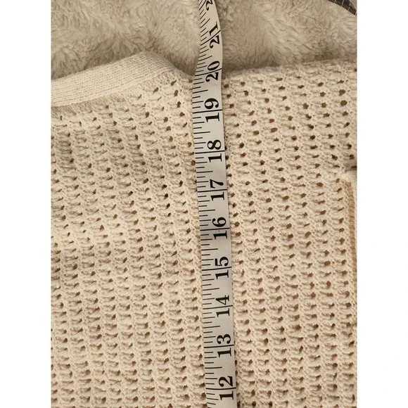 Lucky Brand Short Sleeve Knit Cardigan Cream Color Womens Medium Button Front - Picture 7 of 8